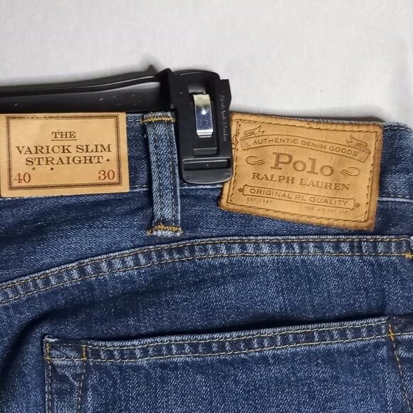 Polo Ralph Lauren The Varick Slim Straight Leg Men's Dark Wash Jeans 40x20 NWT - Picture 9 of 13